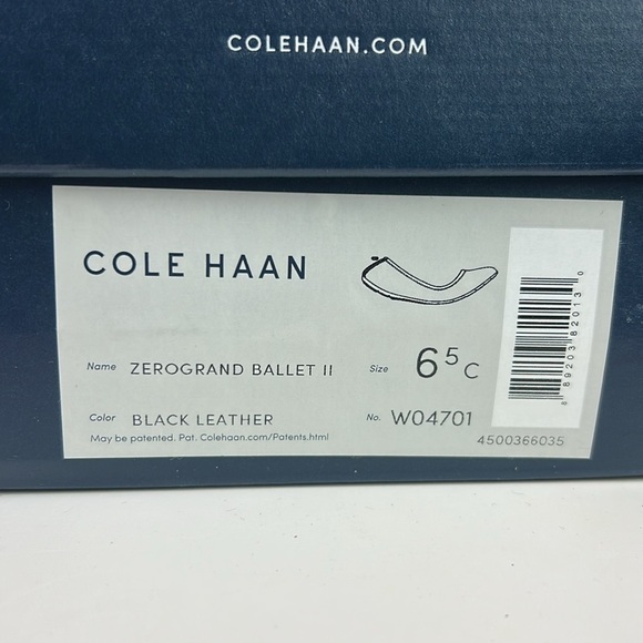 Cole Haan Womens Zerogrand Ballet 2 Black Leather Flats Size 6.5 w/ original box - Picture 6 of 9